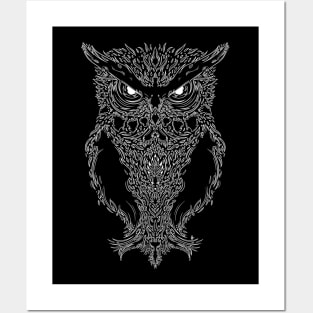 Flaming Owl White Posters and Art